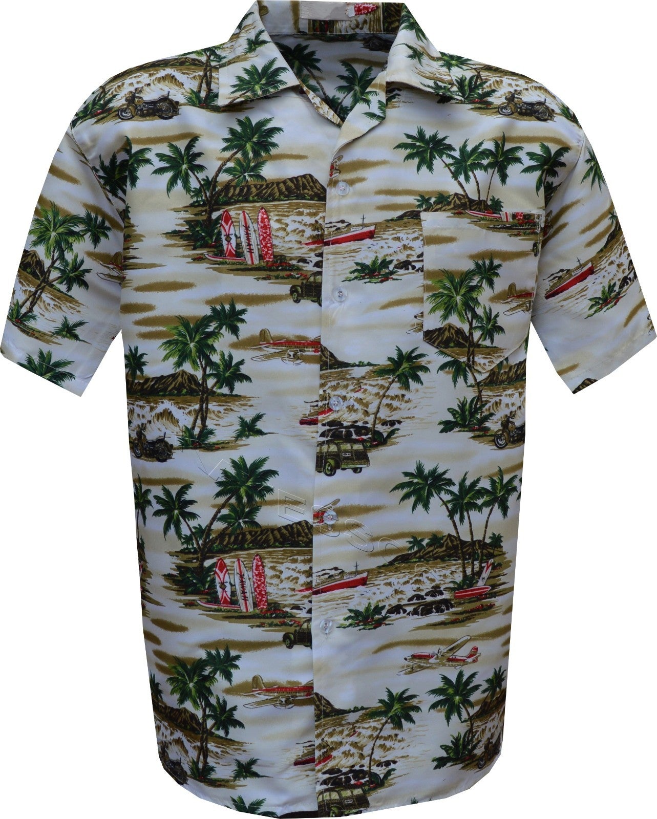 Mens Hawaiian Shirt Stag do Fancy Dress Beech Floral Holiday Short Sleeve Casual