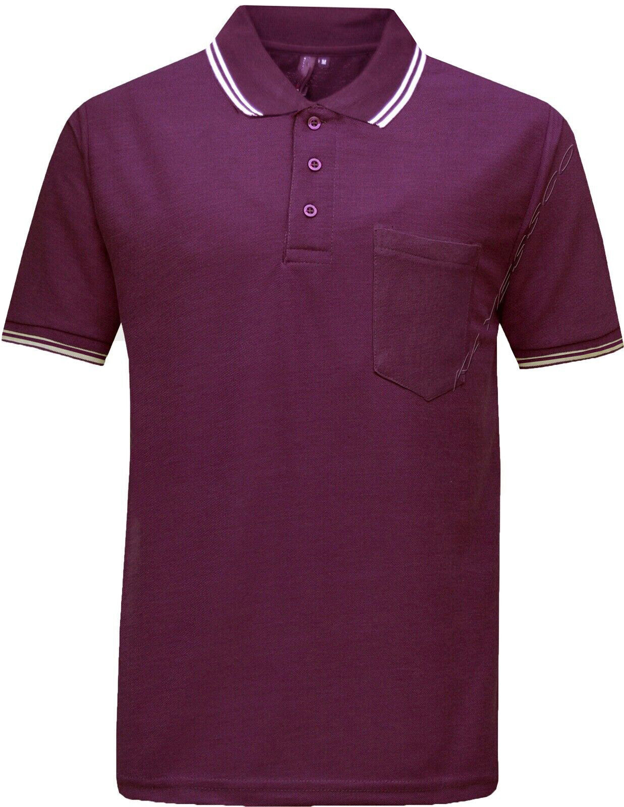 Mens Short Sleeve Polo Shirt Plain Single Tipping Collar with Pocket M - XXL