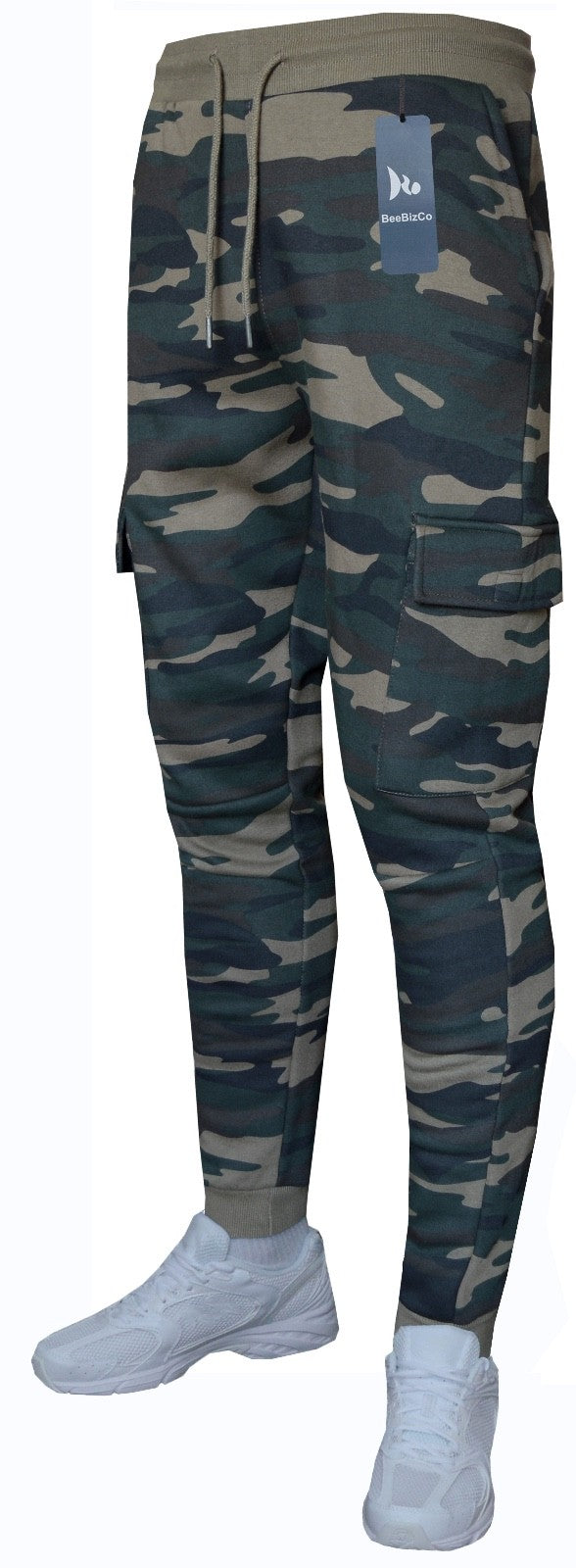 Camouflage Cargo Joggers Slim Fit Bottoms Fleece Casual Sweatpants by Beebizco