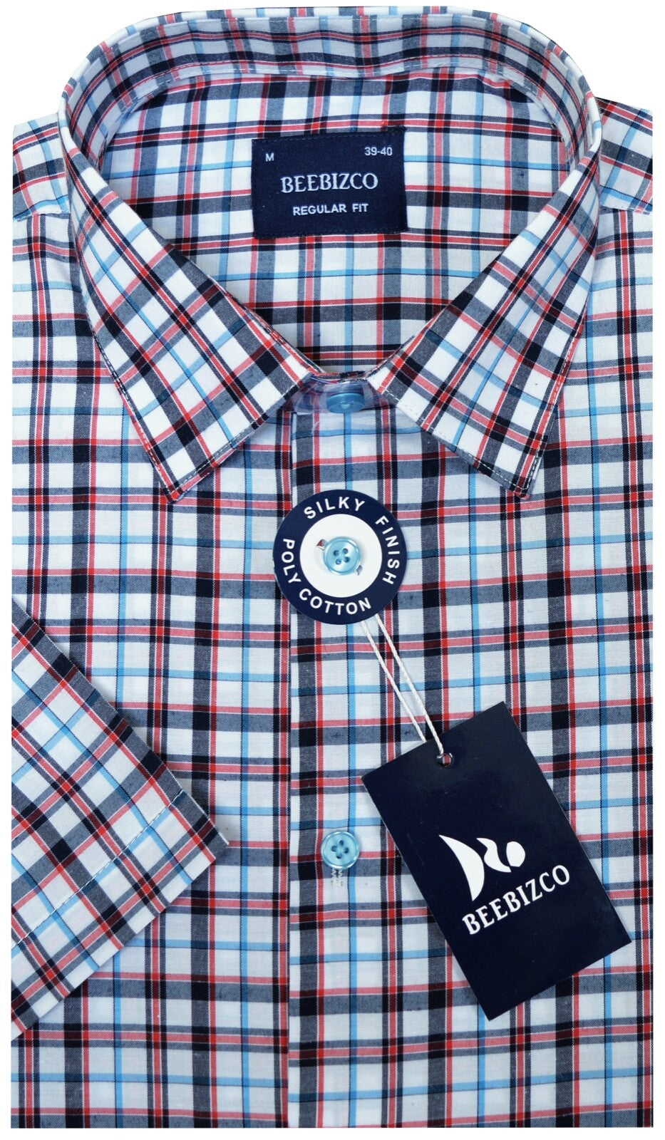 Checked Shirt King Size Short Sleeve Yarn Dyed w/Pocket 3XL-6XL by Beebizco