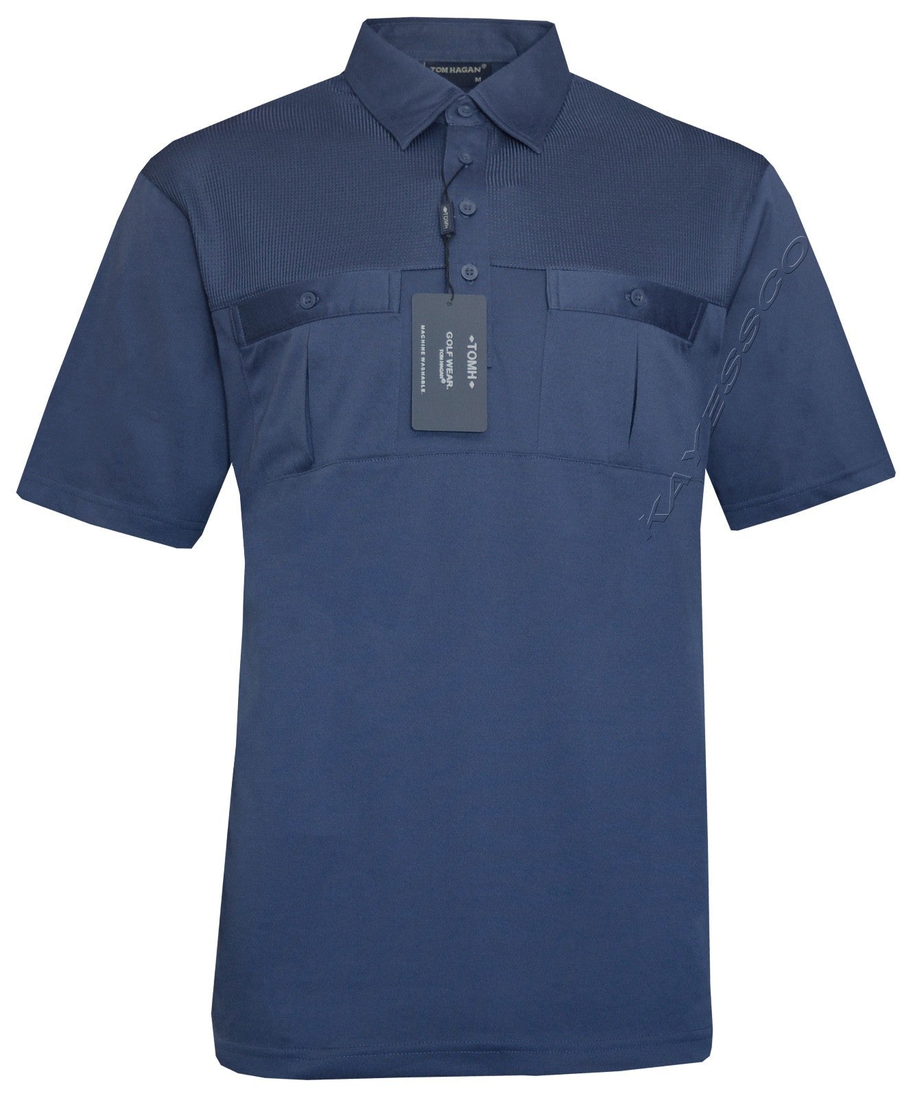 Mens Short Sleeve Double Pockets Golf Polo Shirt T-Shirt Top Casual By Tom Hagan