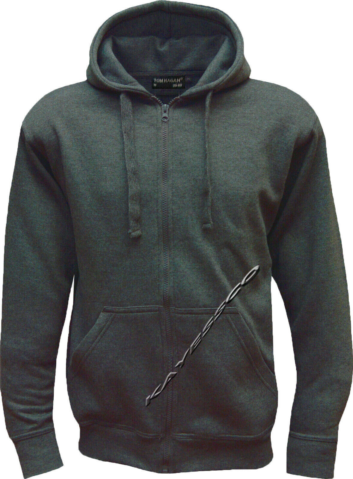 Plain Fleece Hooded Sweatshirt Zip Zipped Hoodie Hoody Jacket S-XXL By Tom Hagan