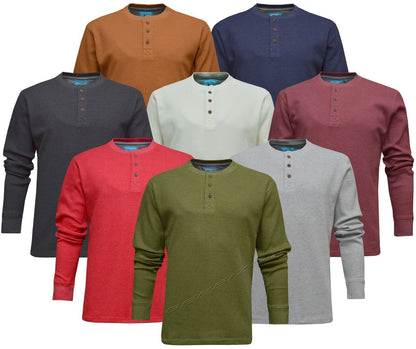 Beebizco Henley Waffle Knit Long Sleeve T-shirt