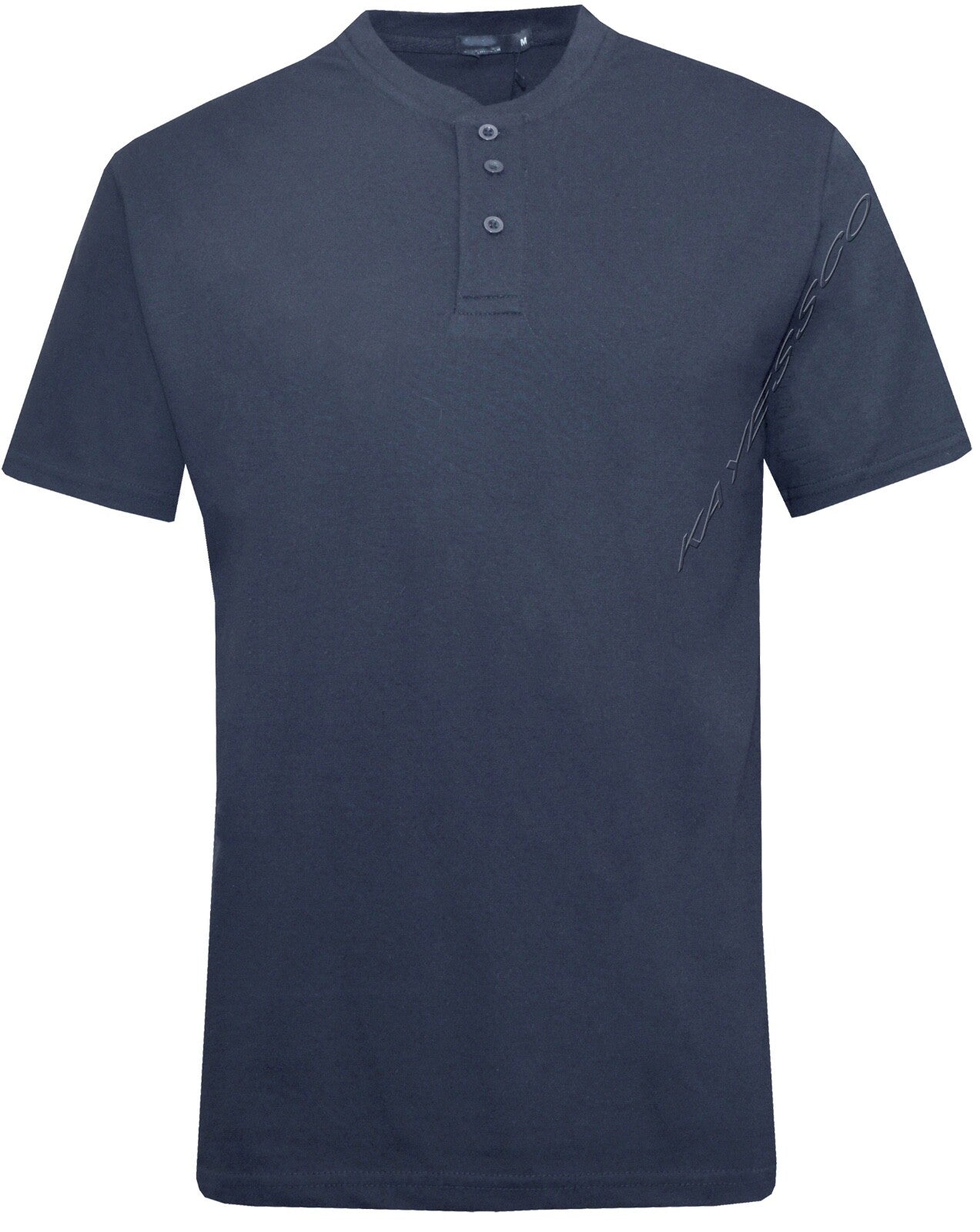 Mens Plain Henley T-shirt Short Sleeve Grandad Neck Top Casual Summer M - 2XL