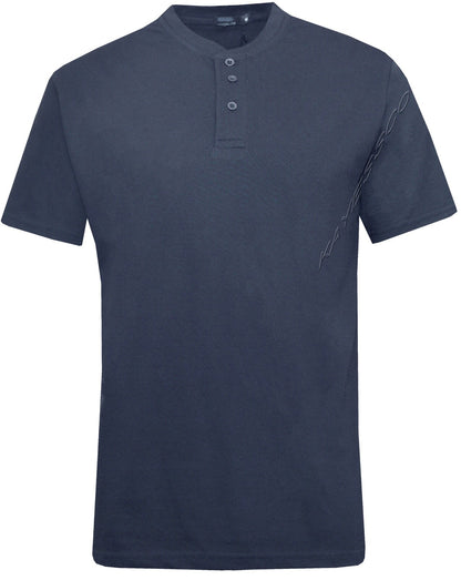 Mens Plain Henley T-shirt Short Sleeve Grandad Neck Top Casual Summer M - 2XL