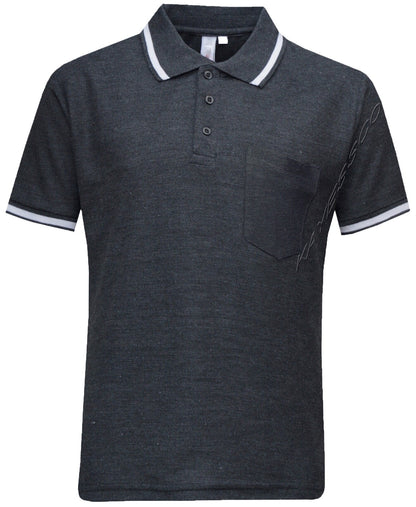Mens Short Sleeve Polo Shirt Plain Single Tipping Collar with Pocket M - XXL