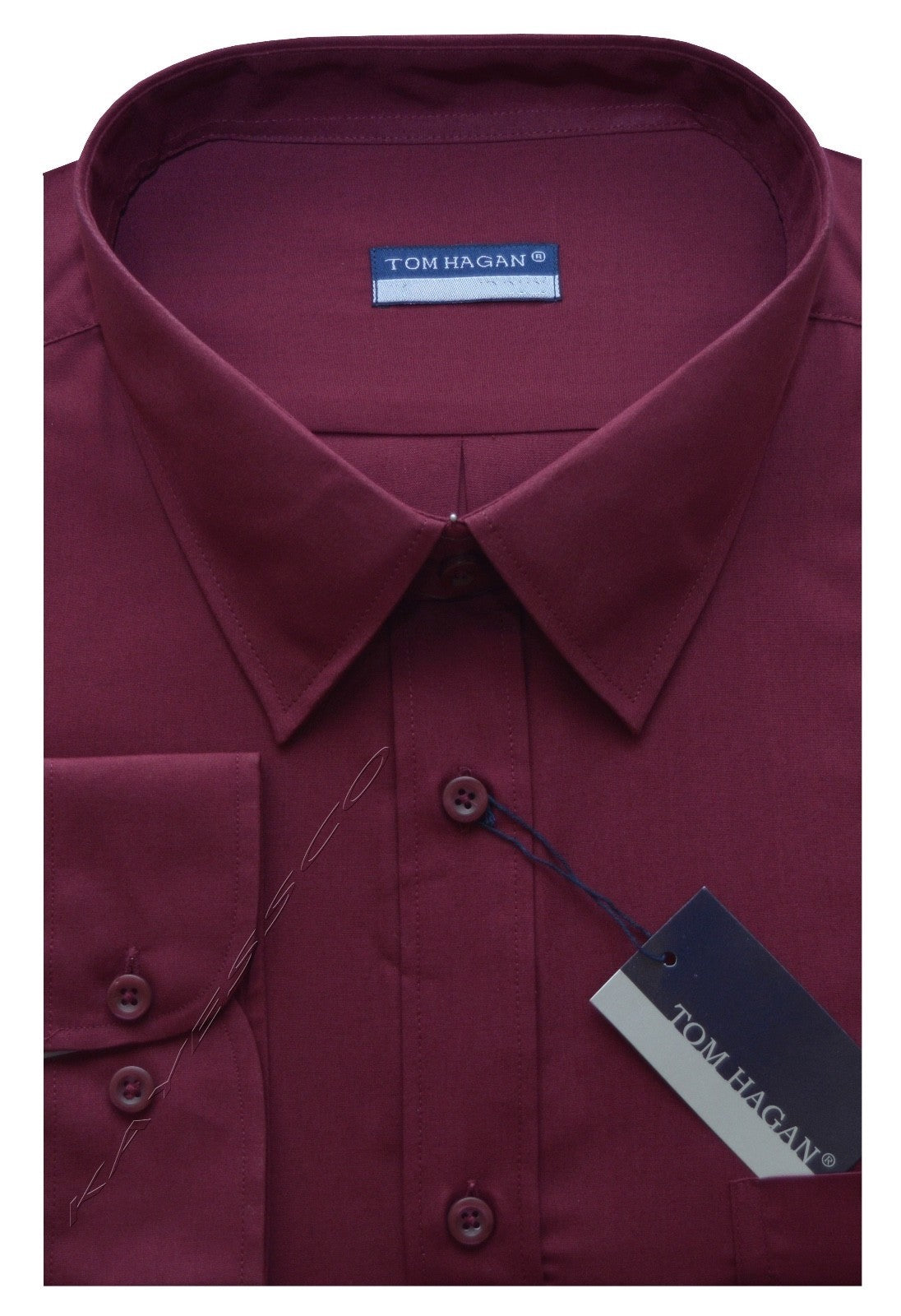 New Mens Long Sleeve Poly Cotton Plain Shirt 15" - 18" By Tom Hagan