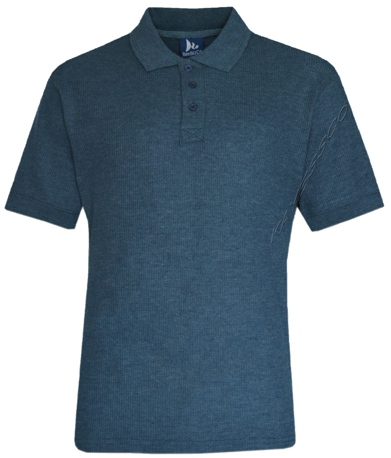 Mens Short Sleeve Polo Shirt Waffle Knit Casual Cotton Mix Thin Summer Top M-3XL