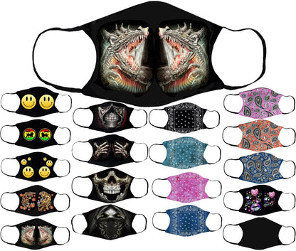 Adults Face Masks Cotton Glow in the Dark with Filter Pocket Reusable & Washable