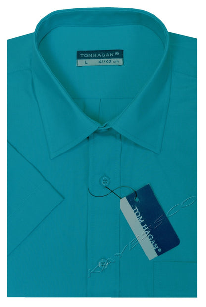 New Mens Short Sleeve Poly Cotton Plain Shirt M - XXL By Tom Hagan