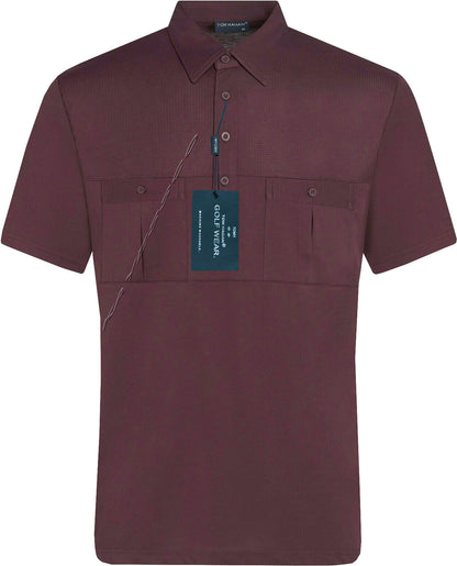 Mens Short Sleeve Double Pockets Golf Polo Shirt T-Shirt Top Casual By Tom Hagan