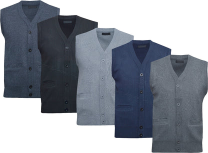 Mens Sleeveless V Neck Jumper Button Up Sweater Tank Top Cardigan Casual M - 2XL