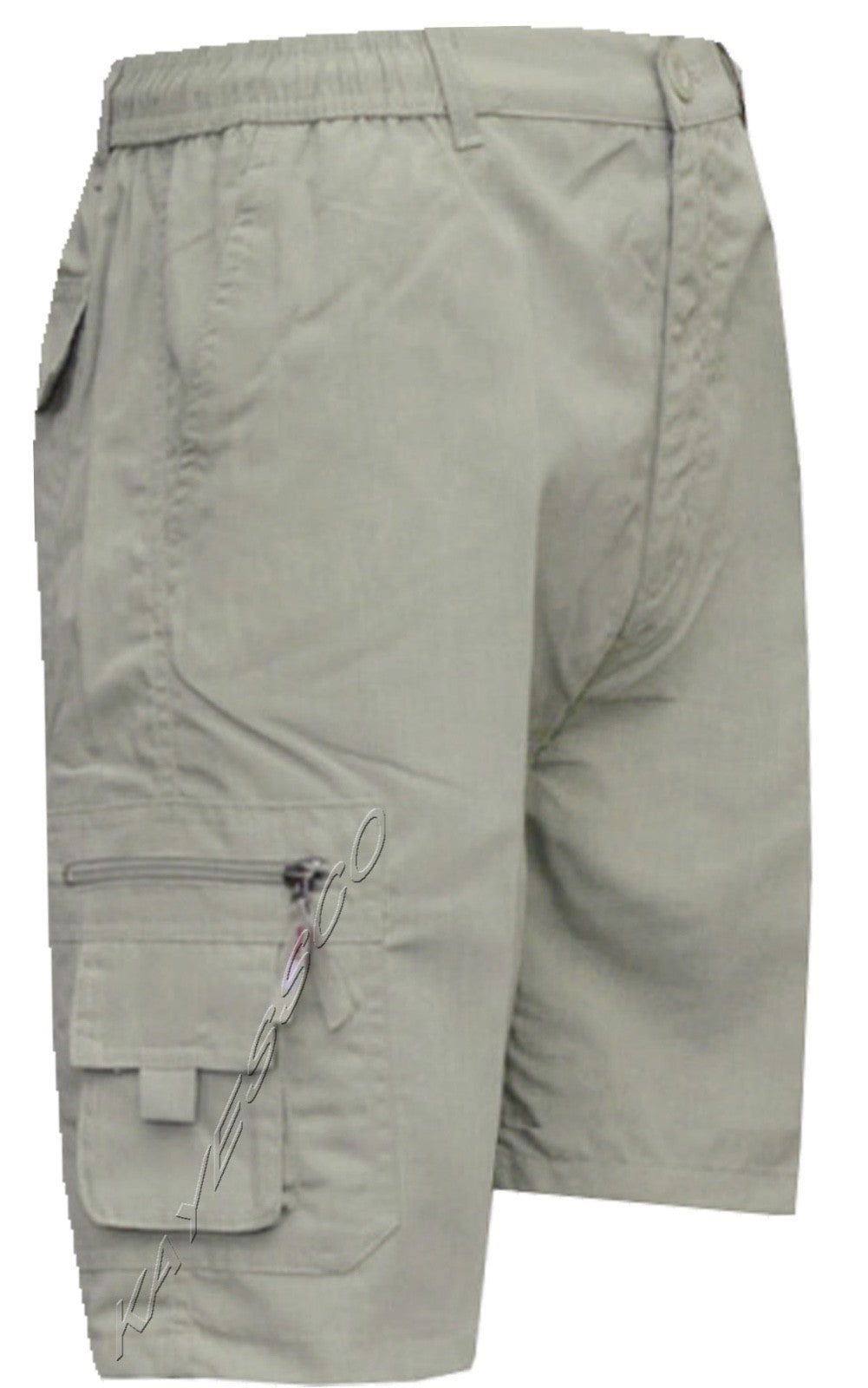 Mens Elasticated Waist Cargo Combat Plain Shorts 6 Pocket Zip Fly M - 4XL