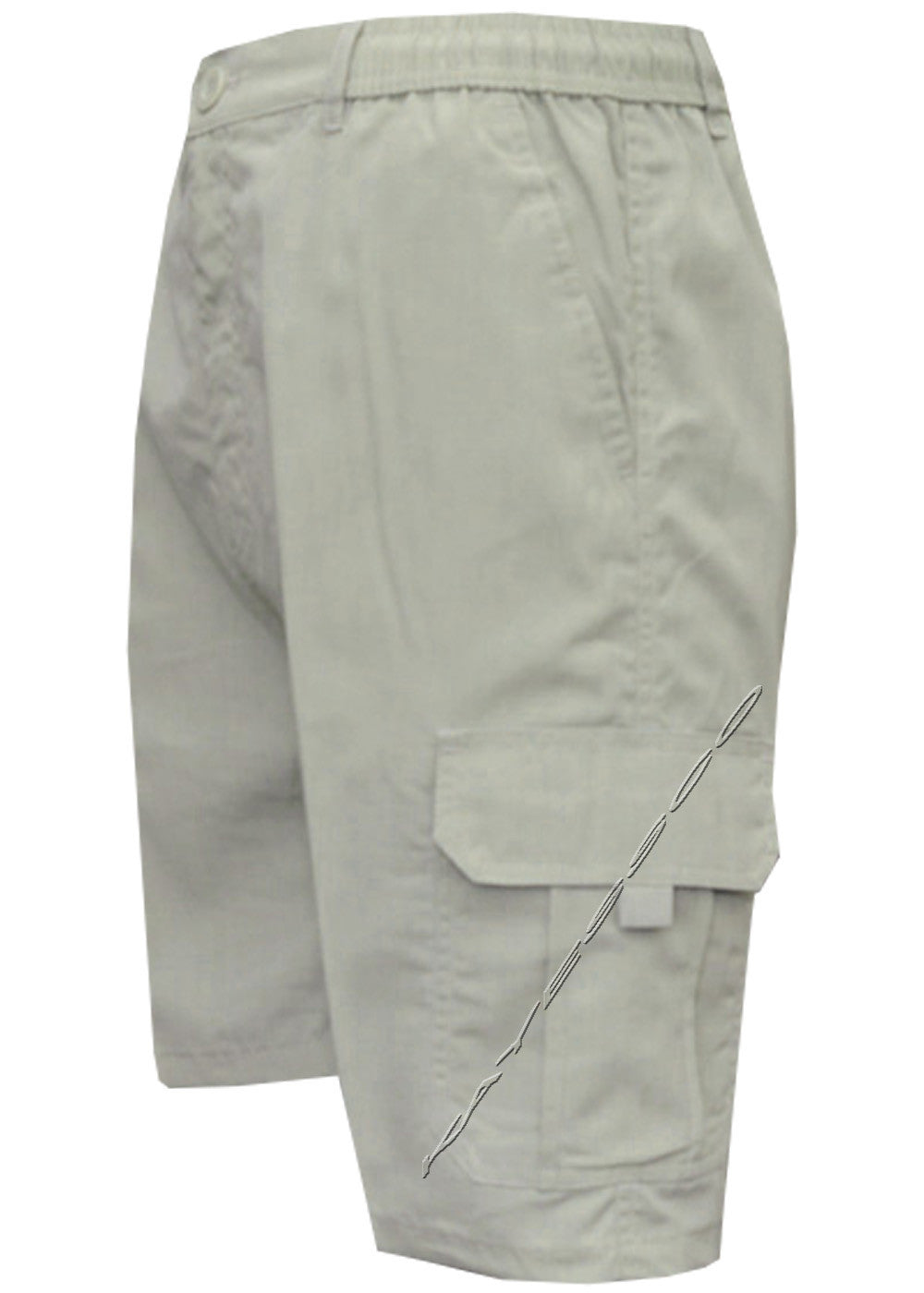Mens Elasticated Waist Cargo Combat Plain Shorts 6 Pocket Zip Fly M - 4XL