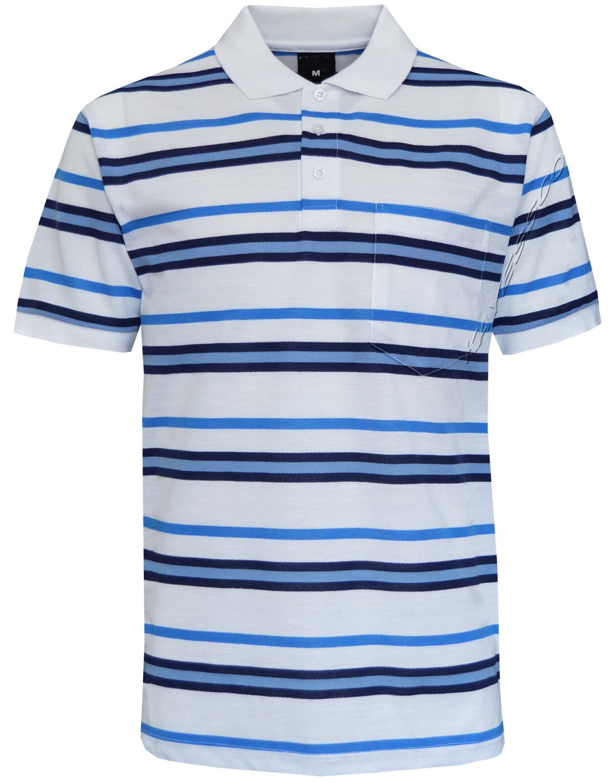 Striped Short Sleeve Yarn Dye Pique Polo Shirt Top Summer Casual with Pocket