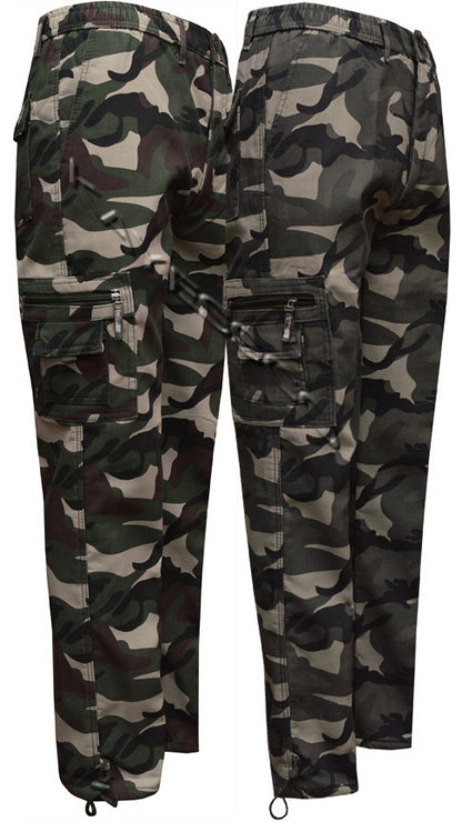 Mens Elasticated Camouflage Fleece Lined Thermal Trousers Fishing Hunting M-3XL