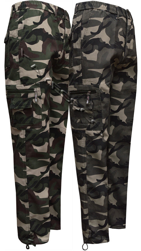 Mens Elasticated Camouflage Fleece Lined Thermal Trousers Fishing Hunting M-3XL