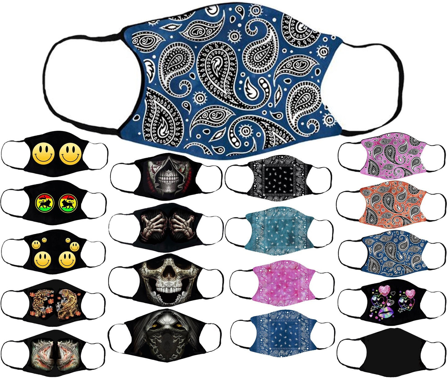 Adults Face Masks Cotton Glow in the Dark with Filter Pocket Reusable & Washable