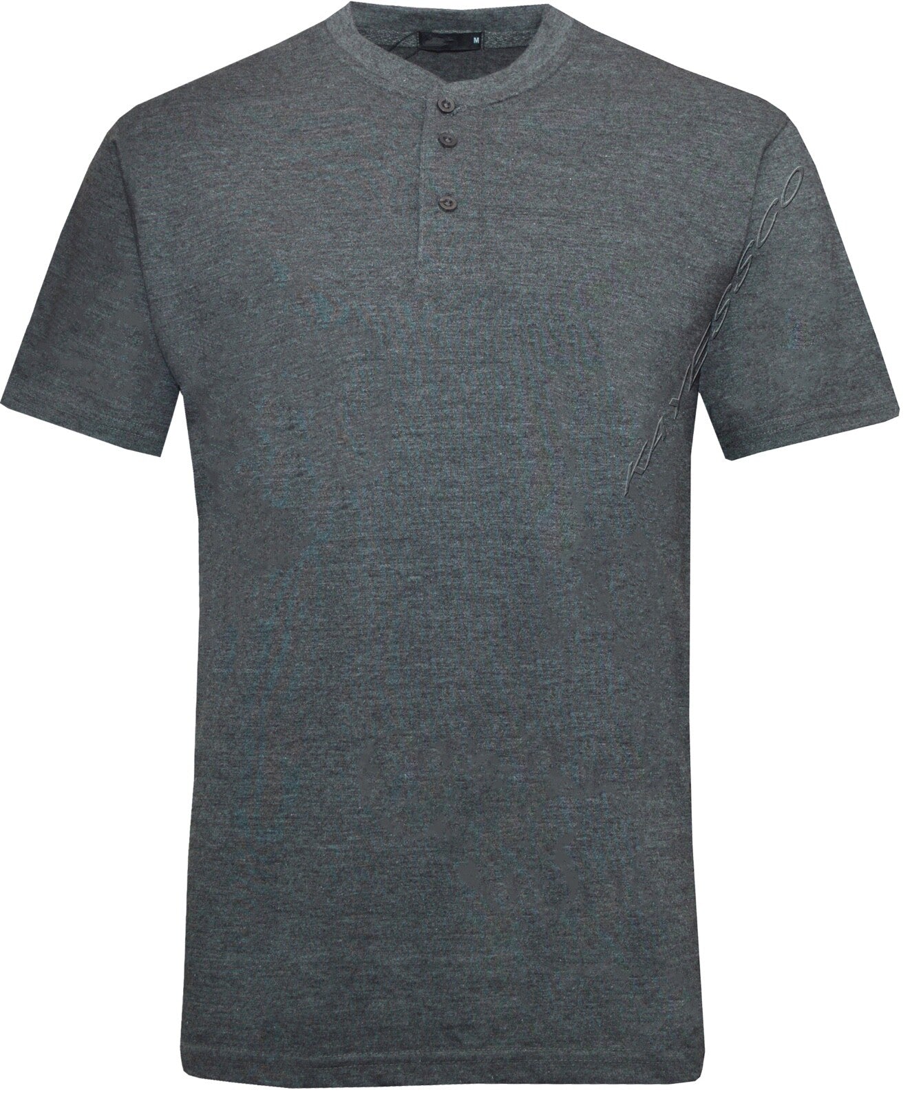 Mens Plain Henley T-shirt Short Sleeve Grandad Neck Top Casual Summer M - 2XL