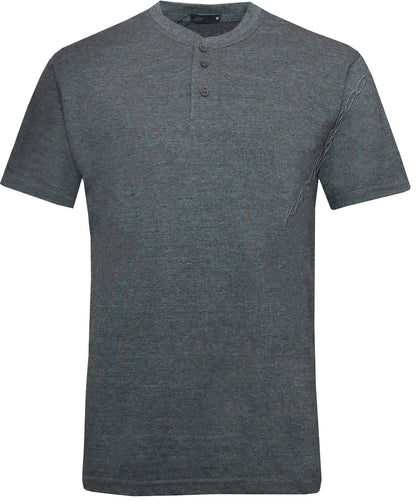 Mens Plain Henley T-shirt Short Sleeve Grandad Neck Top Casual Summer M - 2XL