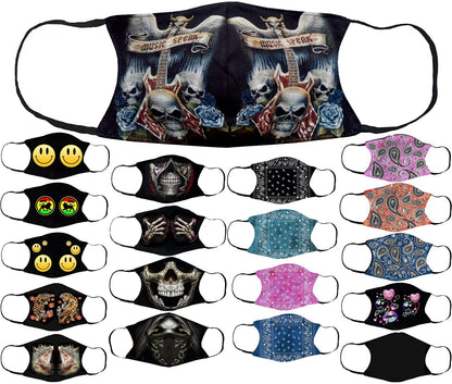 Adults Face Masks Cotton Glow in the Dark with Filter Pocket Reusable & Washable