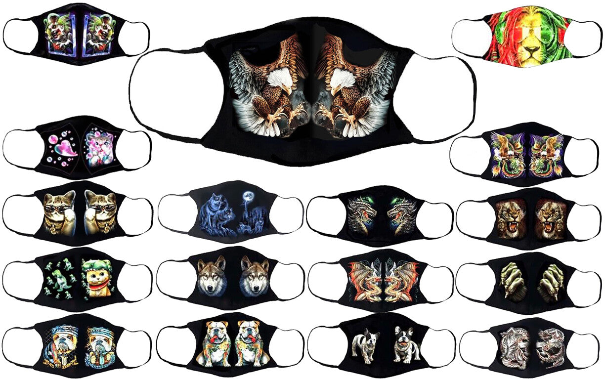 Adults Face Masks Cotton Glow in the Dark with Filter Pocket Reusable & Washable