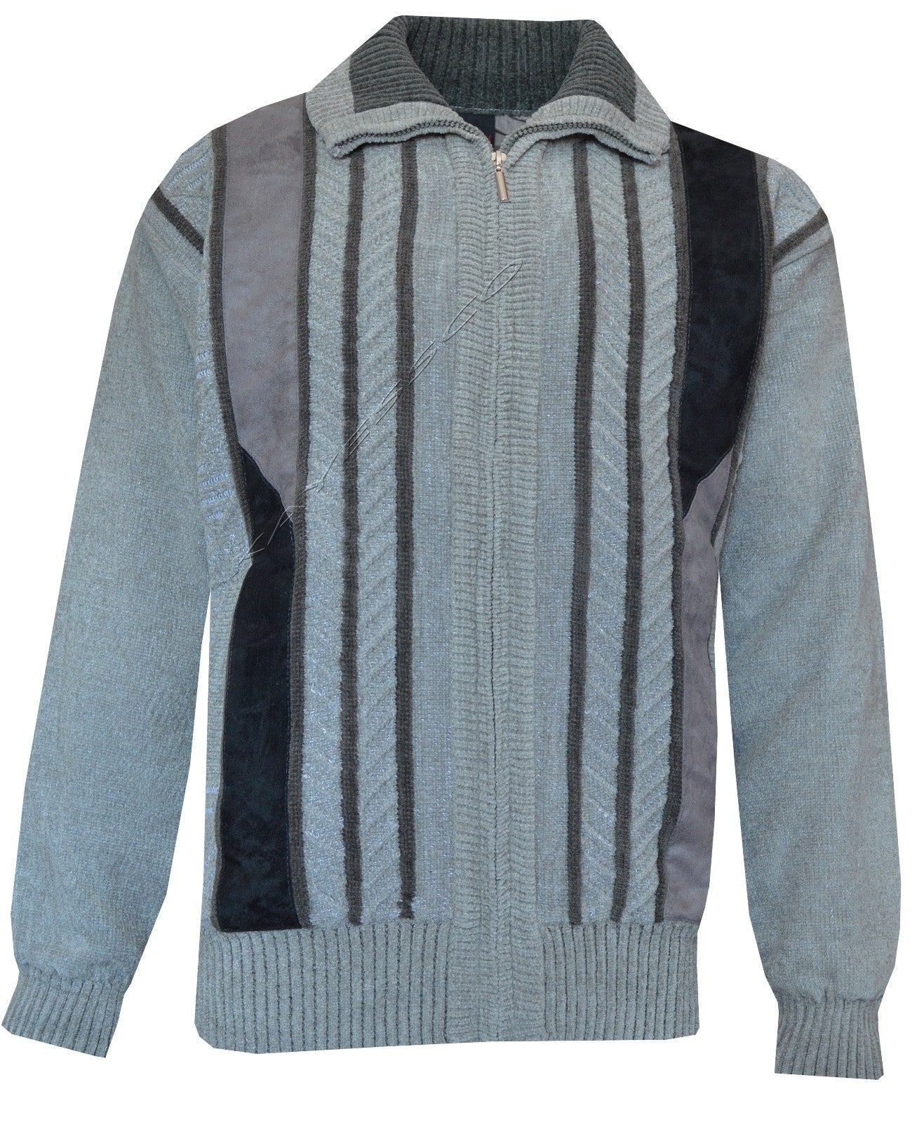 Mens Knitted Full Zip Lined Chenille Classic Cardigan Jumper Sweater M-XXL 