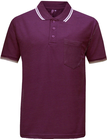 Mens Short Sleeve Polo Shirt Plain Single Tipping Collar with Pocket M - XXL