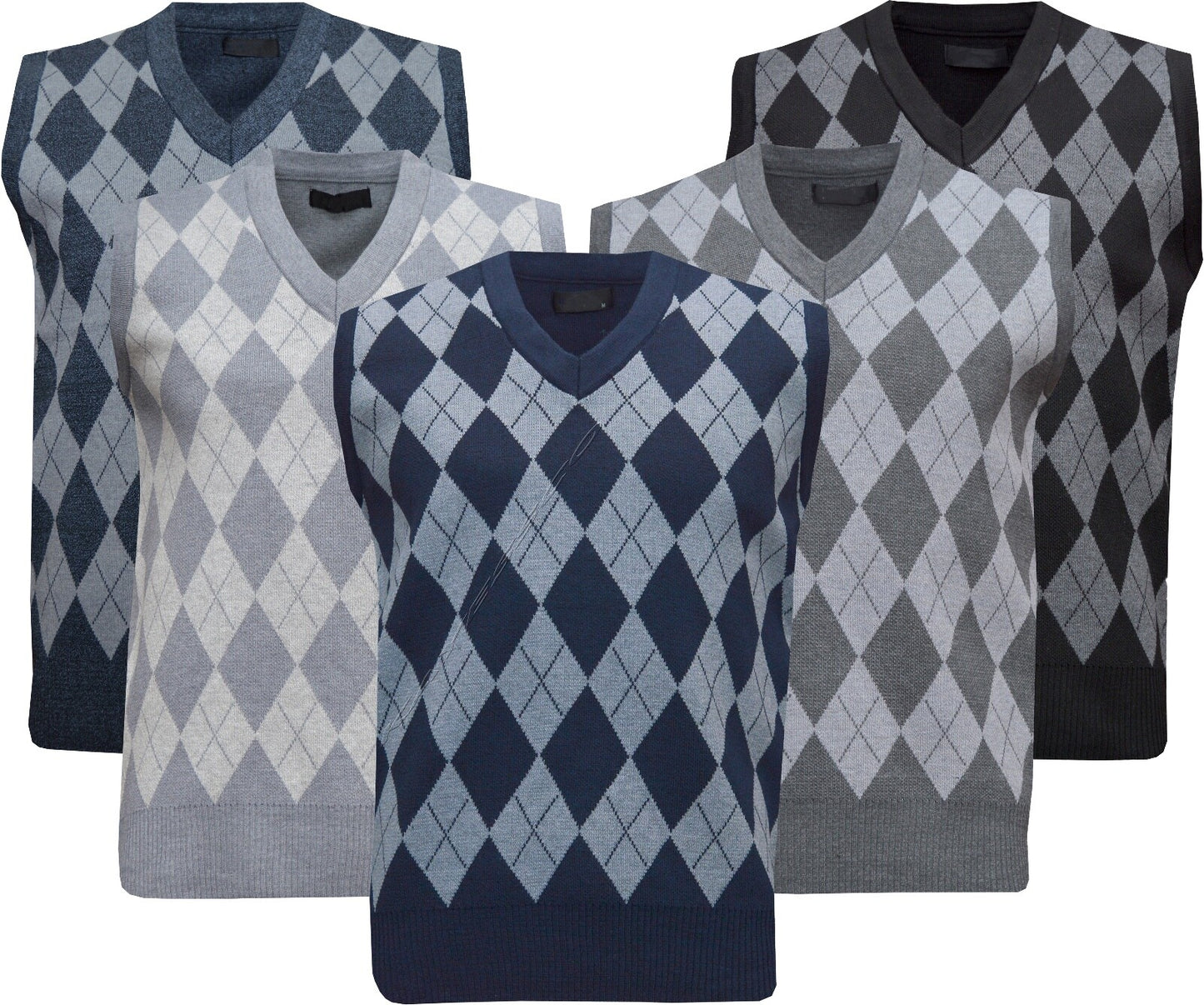 Mens Sleeveless Argyle V Neck Jumper Sweater Tank Top Pullover Golf Casual M-2XL