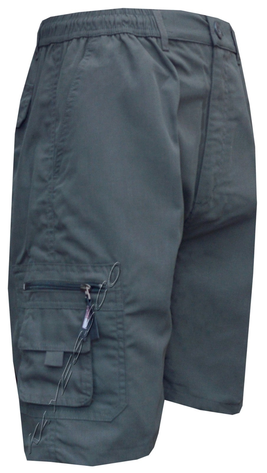 Mens Elasticated Waist Cargo Combat Plain Shorts 6 Pocket Zip Fly M - 4XL