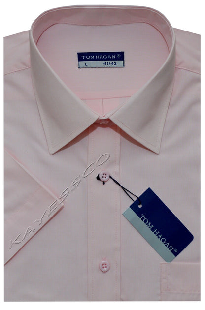 New Mens Short Sleeve Poly Cotton Plain Shirt M - XXL By Tom Hagan