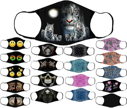 Adults Face Masks Cotton Glow in the Dark with Filter Pocket Reusable & Washable