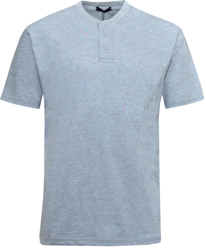 Mens Plain Henley T-shirt Short Sleeve Grandad Neck Top Casual Summer M - 2XL