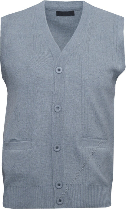 Mens Sleeveless V Neck Jumper Button Up Sweater Tank Top Cardigan Casual M - 2XL