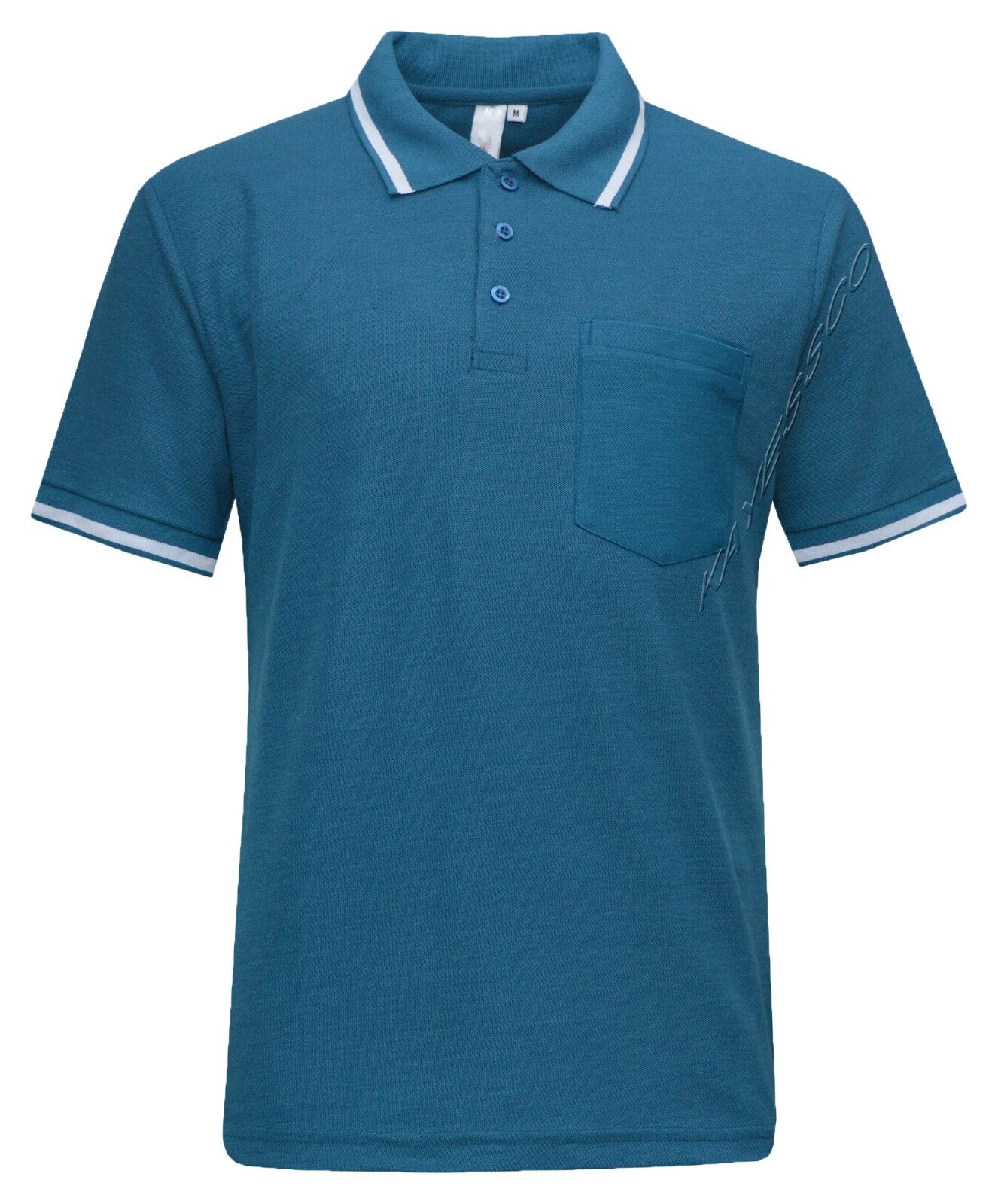 Mens Short Sleeve Polo Shirt Plain Single Tipping Collar with Pocket M - XXL