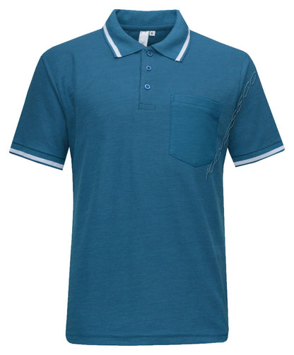 Mens Short Sleeve Polo Shirt Plain Single Tipping Collar with Pocket M - XXL