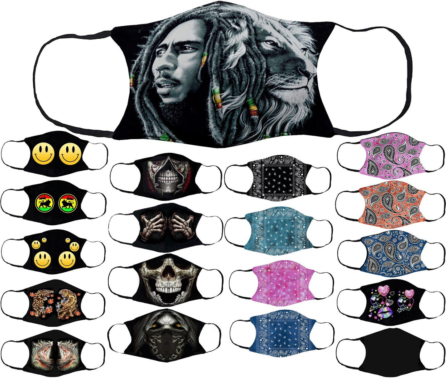 Adults Face Masks Cotton Glow in the Dark with Filter Pocket Reusable & Washable