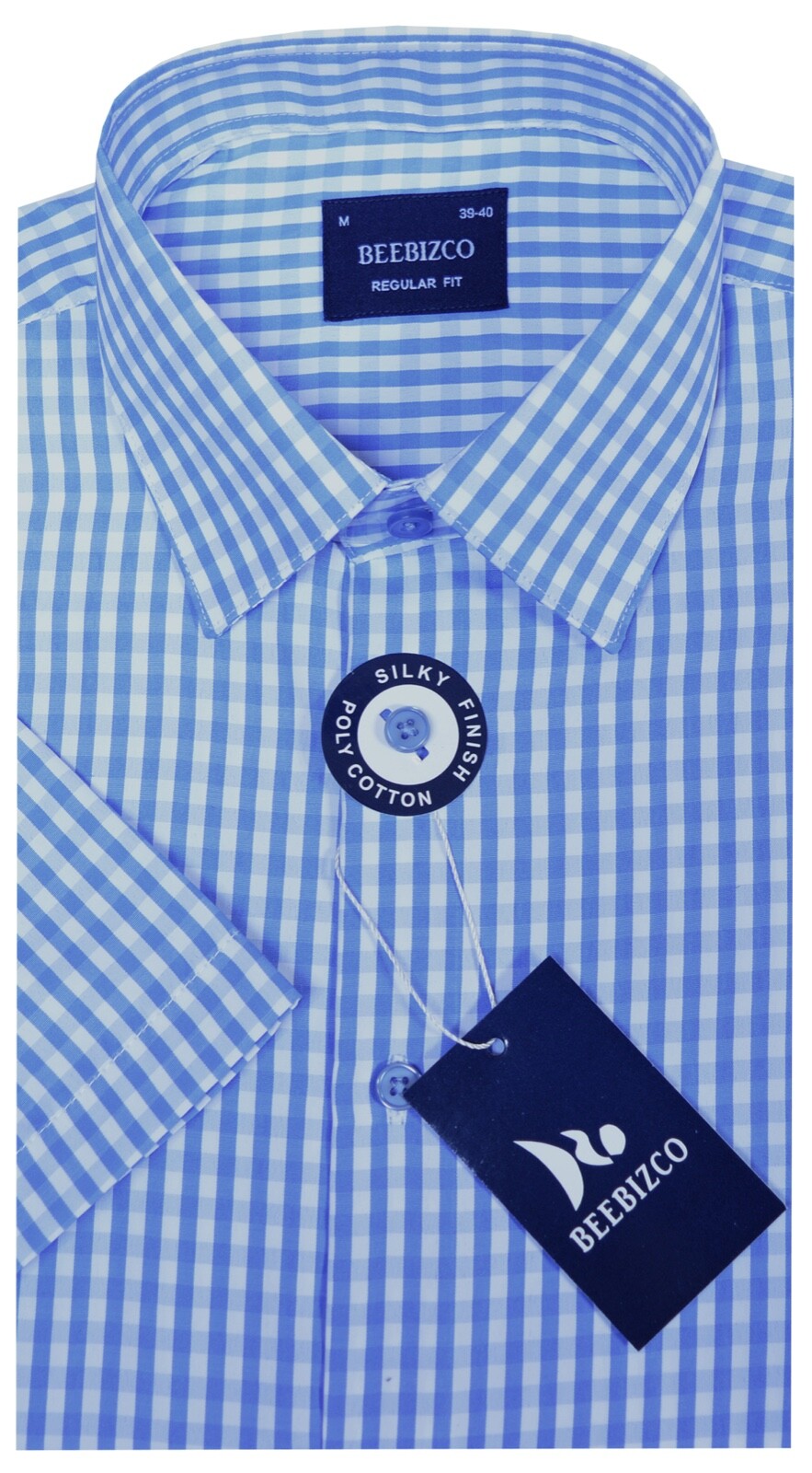 Mens Checked Shirts Short Sleeve Yarn Dyed Poly Cotton Summer M-XXL by Beebizco