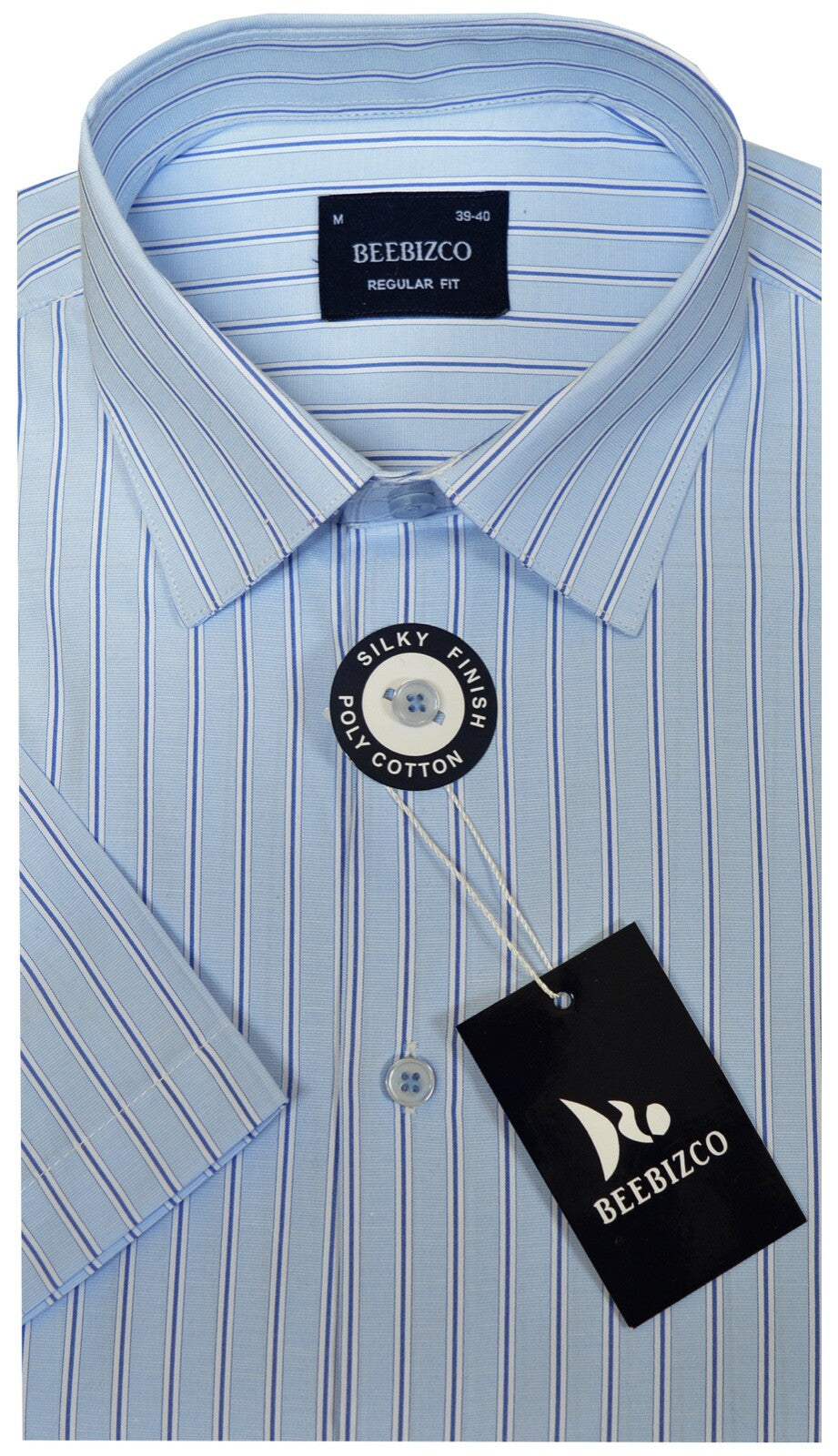 Mens Striped Shirts Short Sleeve Yarn Dyed Poly Cotton Summer M-XXL by Beebizco