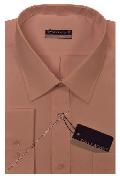 New Mens Long Sleeve Poly Cotton Plain Shirt 15" - 18" By Tom Hagan