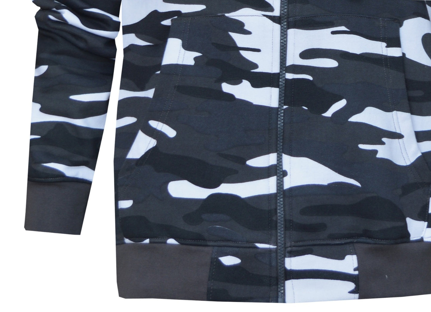Camouflage Zip Up Hoodie Army Camo Fleece Brushed Inside w/ Pockets by Beebizco