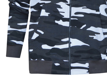 Camouflage Zip Up Hoodie Army Camo Fleece Brushed Inside w/ Pockets by Beebizco