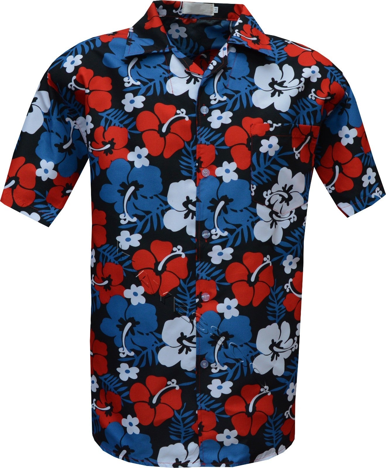 Mens Hawaiian Shirt Stag do Fancy Dress Beech Floral Holiday Short Sleeve Casual