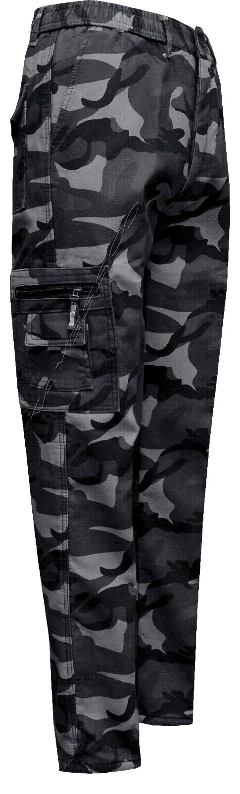 Mens Elasticated Camouflage Fleece Lined Thermal Trousers Fishing Hunting M-3XL