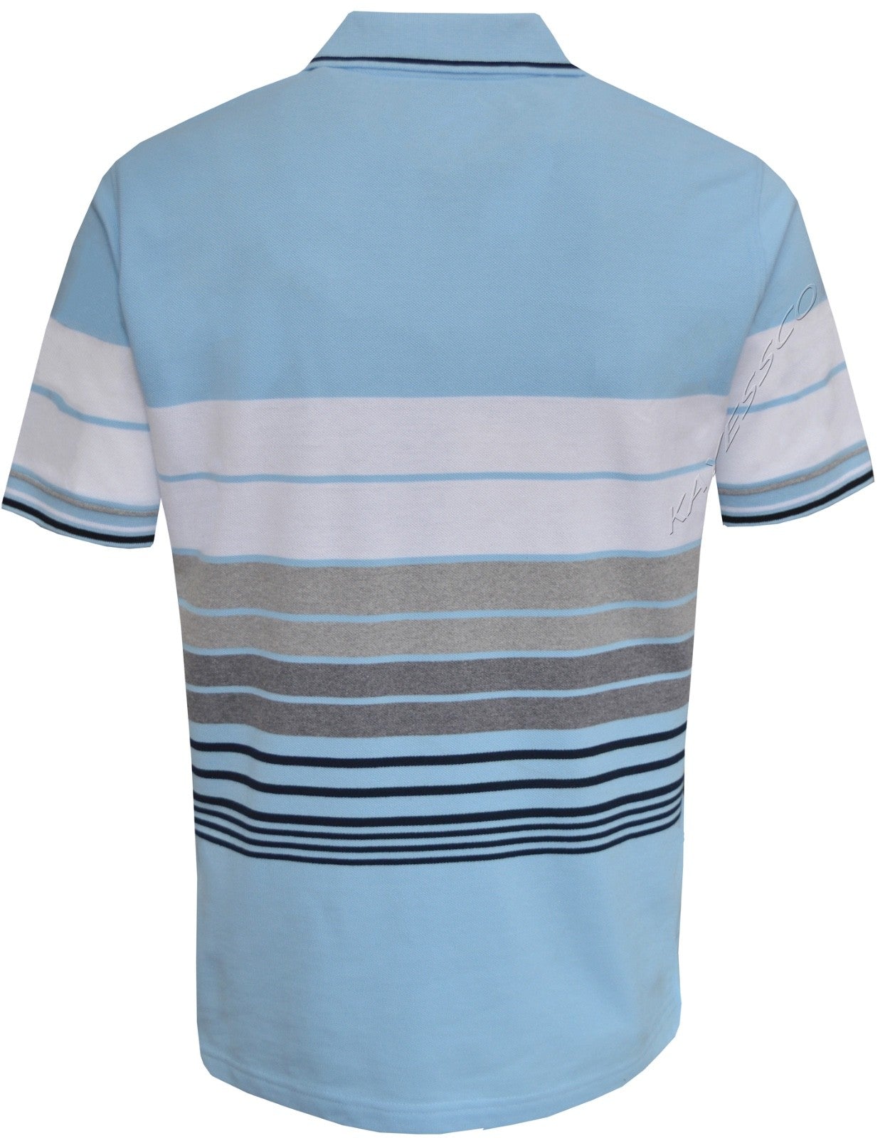 Striped Polo Shirt Short Sleeve Tipping Collar Casual Top  w/ Pocket by Beebizco