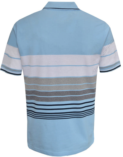 Striped Polo Shirt Short Sleeve Tipping Collar Casual Top  w/ Pocket by Beebizco