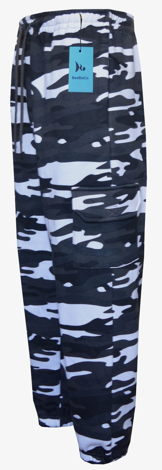 Mens Elasticated Cargo Combat Joggers Camouflage Bottoms with Zip Pockets M-3XL 