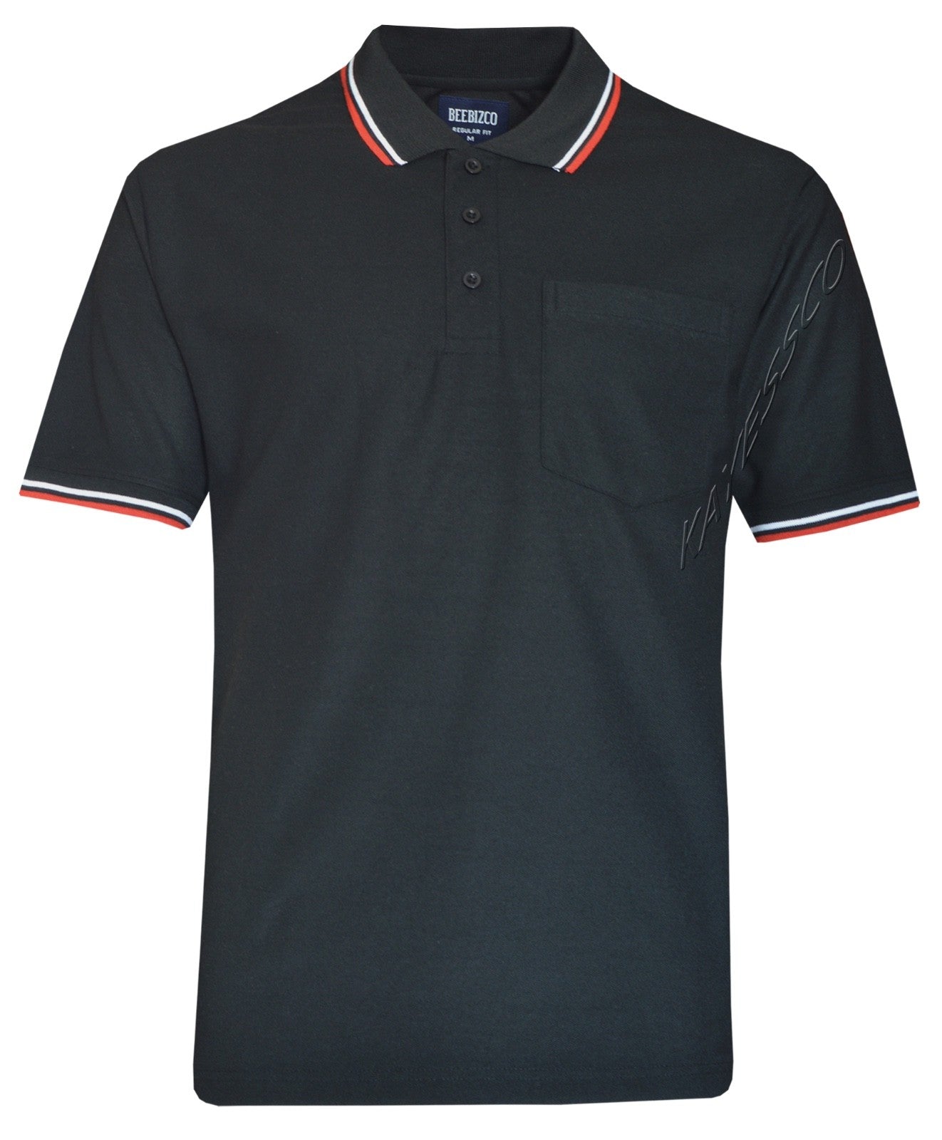 Short Sleeve Polo Pique Shirt Double Tipping Collar w Pocket by Beebizco M - 3XL