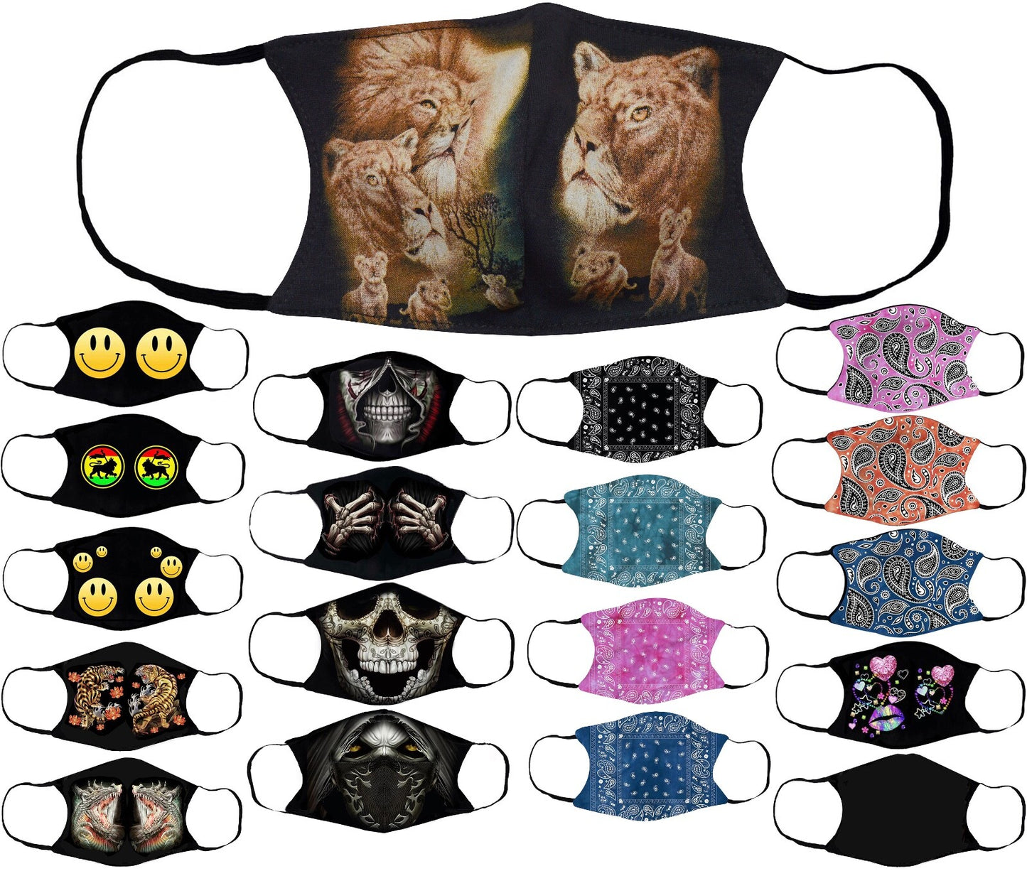 Adults Face Masks Cotton Glow in the Dark with Filter Pocket Reusable & Washable