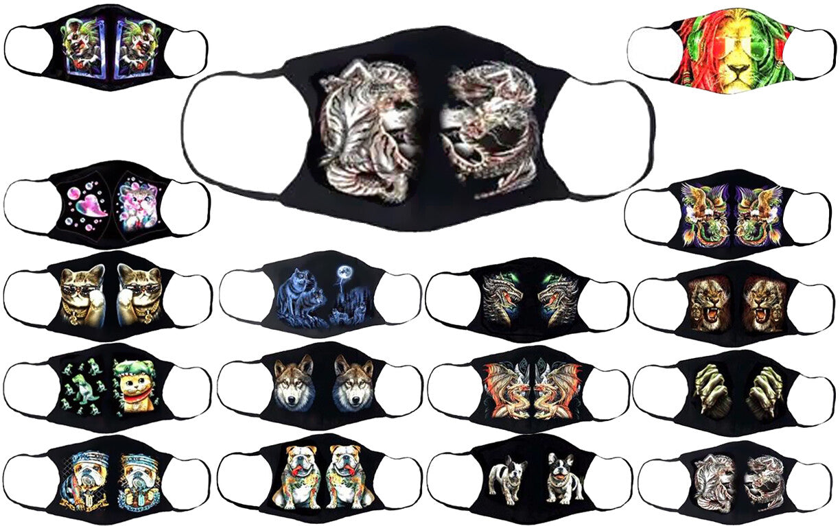Adults Face Masks Cotton Glow in the Dark with Filter Pocket Reusable & Washable